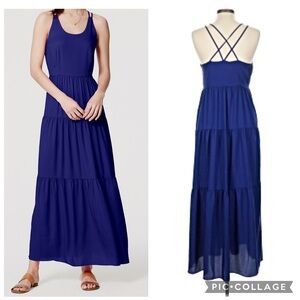 Ann Taylor Loft Tiered Maxi Full Length Sun Dress Cross Back Women’s size 4